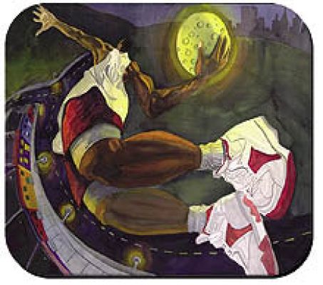 Hanging the Moon Black Art Mouse Pad
